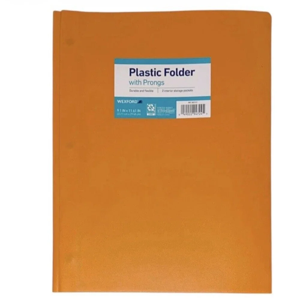 2x Wexford Plastic Folder w/ Prongs 2 Pocket 9.1x11.61